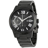 Guess Atlas Chronograph Black Dial Black Steel Strap Watch For Men - W0668G5