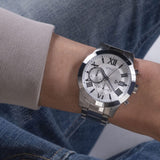 Buy Shop Guess Atlas Chronograph Silver Dial Silver Steel Strap Watch For Men - W0668G7 USA Online