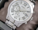 Buy Shop Guess Atlas Chronograph Silver Dial Silver Steel Strap Watch For Men - W0668G7 USA Online