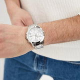 Buy Shop Guess Atlas Chronograph Silver Dial Silver Steel Strap Watch For Men - W0668G7 USA Online