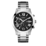 Buy Shop Guess Atlas Chronograph Black Dial Silver Steel Strap Watch For Men - W0668G3 USA Online