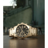Buy Shop Guess Atlas Chronograph Black Dial Gold Steel Strap Watch for Men - W0668G8 USA Online