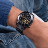 Buy Shop Guess Axel Multifunction Black Dial Black Steel Strap Watch For Men - GW0488G3 USA Online