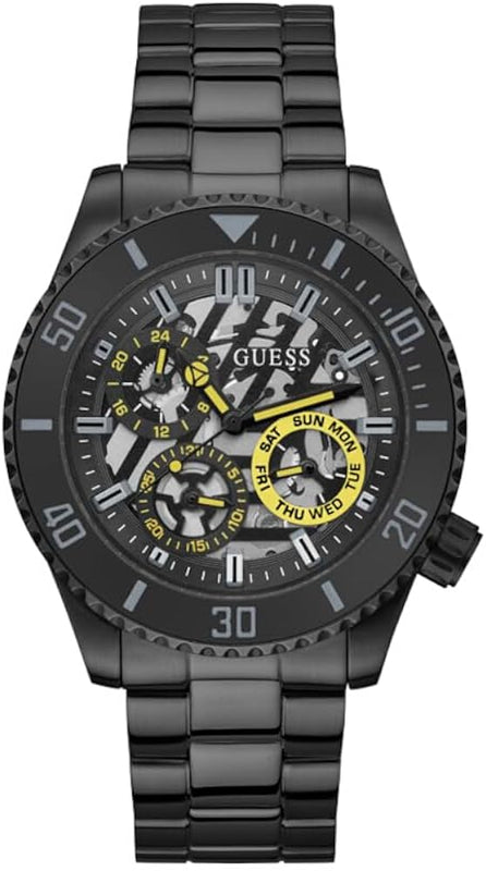Buy Shop Guess Axel Multifunction Black Dial Black Steel Strap Watch For Men - GW0488G3 USA Online