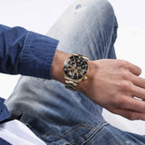 Buy Shop Guess Axle Multifunction Black Dial Gold Steel Strap Watch For Men - GW0488G2 USA Online