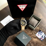Buy Shop Guess Axle Multifunction Black Dial Gold Steel Strap Watch For Men - GW0488G2 USA Online