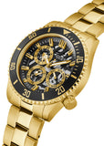 Buy Shop Guess Axle Multifunction Black Dial Gold Steel Strap Watch For Men - GW0488G2 USA Online