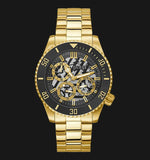 Buy Shop Guess Axle Multifunction Black Dial Gold Steel Strap Watch For Men - GW0488G2 USA Online
