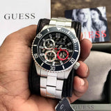 Buy Shop Guess Axle Multifunction Black Dial Silver Steel Strap Watch For Men - GW0488G1 USA Online