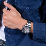 Buy Shop Guess Axle Multifunction Black Dial Silver Steel Strap Watch For Men - GW0488G1 USA Online