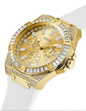 Buy Shop Guess Baguette Crystals Gold Dial White Silicone Strap Watch For Men - GW0208G3 USA Online