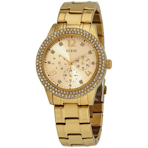 Buy Shop Guess Bedazzle Diamonds Gold Dial Gold Steel Strap Watch For Women - W1097L2 USA Online