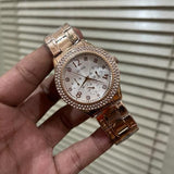 Buy Shop Guess Bedazzle Diamonds Silver Dial Rose Gold Steel Strap Watch For Women - W1097L3 USA Online