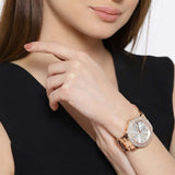 Buy Shop Guess Bedazzle Diamonds Silver Dial Rose Gold Steel Strap Watch For Women - W1097L3 USA Online