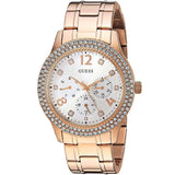Buy Shop Guess Bedazzle Diamonds Silver Dial Rose Gold Steel Strap Watch For Women - W1097L3 USA Online