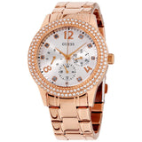 Buy Shop Guess Bedazzle Diamonds Silver Dial Rose Gold Steel Strap Watch For Women - W1097L3 USA Online