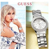Buy Shop Guess Bedazzle Diamonds Silver Dial Silver Steel Strap Watch For Women - W1097L1 USA Online