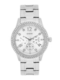 Buy Shop Guess Bedazzle Diamonds Silver Dial Silver Steel Strap Watch For Women - W1097L1 USA Online