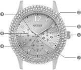 Buy Shop Guess Bedazzle Diamonds Silver Dial Silver Steel Strap Watch For Women - W1097L1 USA Online