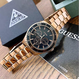 Buy Shop Guess BFF Multifunction Black Dial Rose Gold Steel Strap Watch for Women - W0231L7 USA Online
