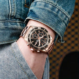 Buy Shop Guess BFF Multifunction Black Dial Rose Gold Steel Strap Watch for Women - W0231L7 USA Online