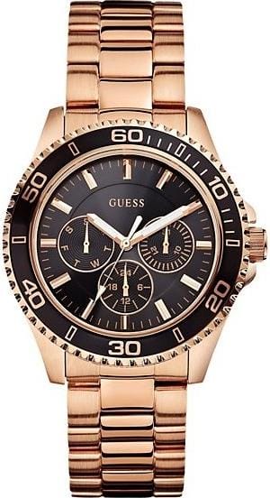 Buy Shop Guess BFF Multifunction Black Dial Rose Gold Steel Strap Watch for Women - W0231L7 USA Online