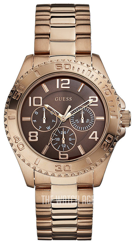 Buy Shop Guess BFF Multifunction Brown Dial Rose Gold Steel Strap Watch for Women - W0231L8 USA Online