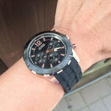 Buy Shop Guess Caliber Chronograph Black Dial Black Rubber Strap Watch for Men - W0864G2 USA Online