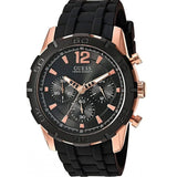 Buy Shop Guess Caliber Chronograph Black Dial Black Rubber Strap Watch for Men - W0864G2 USA Online