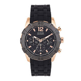 Buy Shop Guess Caliber Chronograph Black Dial Black Rubber Strap Watch for Men - W0864G2 USA Online