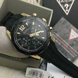 Buy Shop Guess Caliber Chronograph Black Dial Black Rubber Strap Watch for Men - W0864G3 USA Online