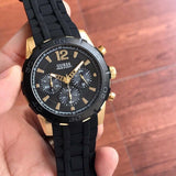 Buy Shop Guess Caliber Chronograph Black Dial Black Rubber Strap Watch for Men - W0864G3 USA Online