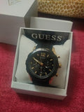 Buy Shop Guess Caliber Chronograph Black Dial Black Rubber Strap Watch for Men - W0864G3 USA Online
