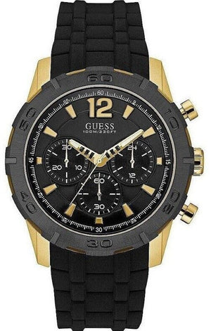 Buy Shop Guess Caliber Chronograph Black Dial Black Rubber Strap Watch for Men - W0864G3 USA Online