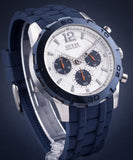 Buy Shop Guess Caliber Chronograph White Dial Blue Rubber Strap Watch for Men - W0864G6 USA Online