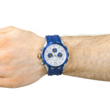 Buy Shop Guess Caliber Chronograph White Dial Blue Rubber Strap Watch for Men - W0864G6 USA Online