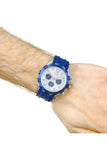 Buy Shop Guess Caliber Chronograph White Dial Blue Rubber Strap Watch for Men - W0864G6 USA Online