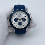 Buy Shop Guess Caliber Chronograph White Dial Blue Rubber Strap Watch for Men - W0864G6 USA Online