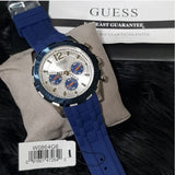 Buy Shop Guess Caliber Chronograph White Dial Blue Rubber Strap Watch for Men - W0864G6 USA Online