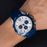 Buy Shop Guess Caliber Chronograph White Dial Blue Rubber Strap Watch for Men - W0864G6 USA Online