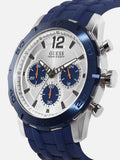 Buy Shop Guess Caliber Chronograph White Dial Blue Rubber Strap Watch for Men - W0864G6 USA Online