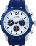 Buy Shop Guess Caliber Chronograph White Dial Blue Rubber Strap Watch for Men - W0864G6 USA Online