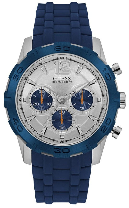 Buy Shop Guess Caliber Chronograph White Dial Blue Rubber Strap Watch for Men - W0864G6 USA Online