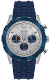 Buy Shop Guess Caliber Chronograph White Dial Blue Rubber Strap Watch for Men - W0864G6 USA Online
