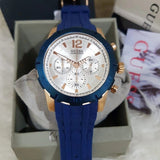 Buy Shop Guess Caliber Chronograph White Dial Blue Silicone Strap Watch for Men - W0864G5 USA Online