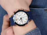 Buy Shop Guess Caliber Chronograph White Dial Blue Silicone Strap Watch for Men - W0864G5 USA Online