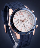 Buy Shop Guess Caliber Chronograph White Dial Blue Silicone Strap Watch for Men - W0864G5 USA Online