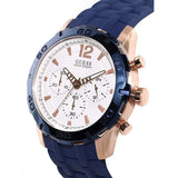 Buy Shop Guess Caliber Chronograph White Dial Blue Silicone Strap Watch for Men - W0864G5 USA Online