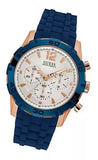 Buy Shop Guess Caliber Chronograph White Dial Blue Silicone Strap Watch for Men - W0864G5 USA Online