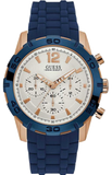 Buy Shop Guess Caliber Chronograph White Dial Blue Silicone Strap Watch for Men - W0864G5 USA Online